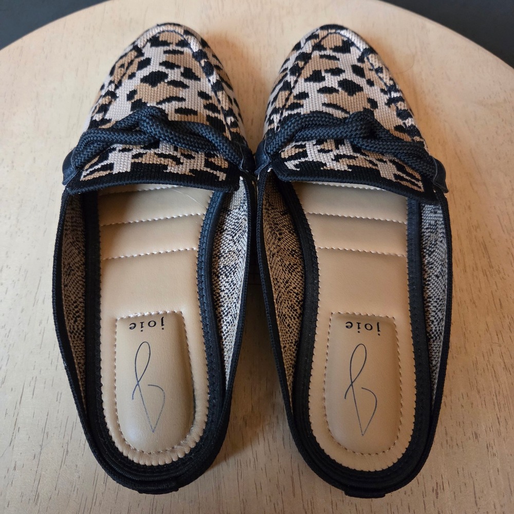Joie Womens Size 6 Leopard Print Knit Mules Rope Detail Slip On‎ Loafers Flat - Picture 3 of 7